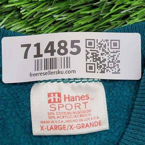 Vintage 90s Hanes Blank Sweatshirt Womens XL 25x21 Teal Blue - Picture 8 of 10